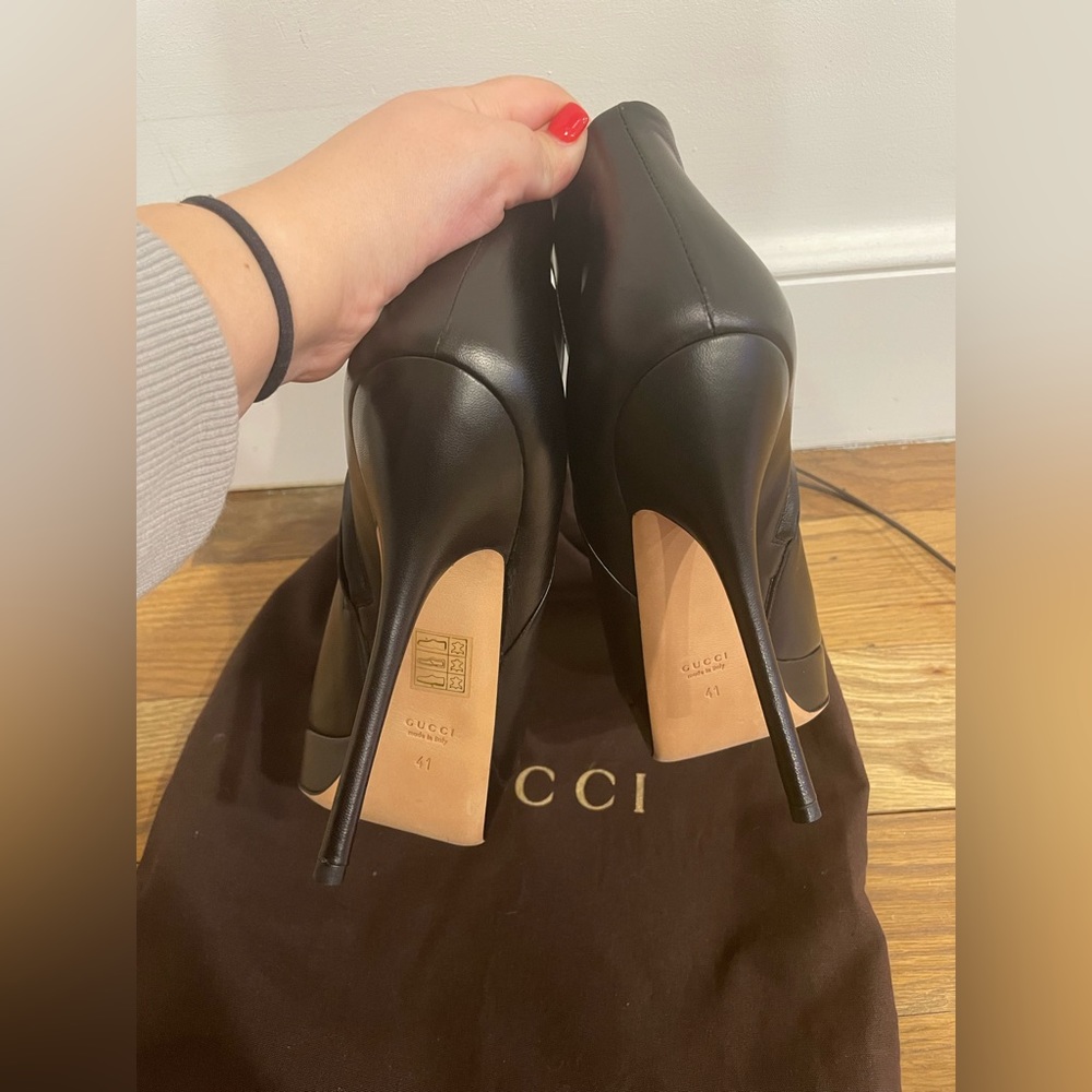 NWT Gucci Black Leather Ankle Boots Size 41 - Picture 3 of 7
